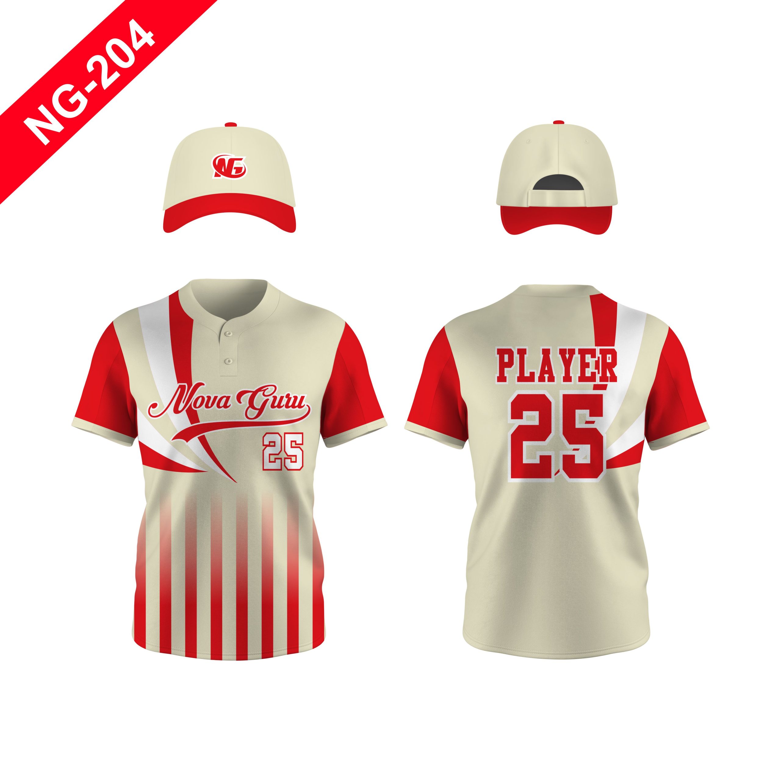 Nova Guru custom baseball uniform manufacturer front and back view