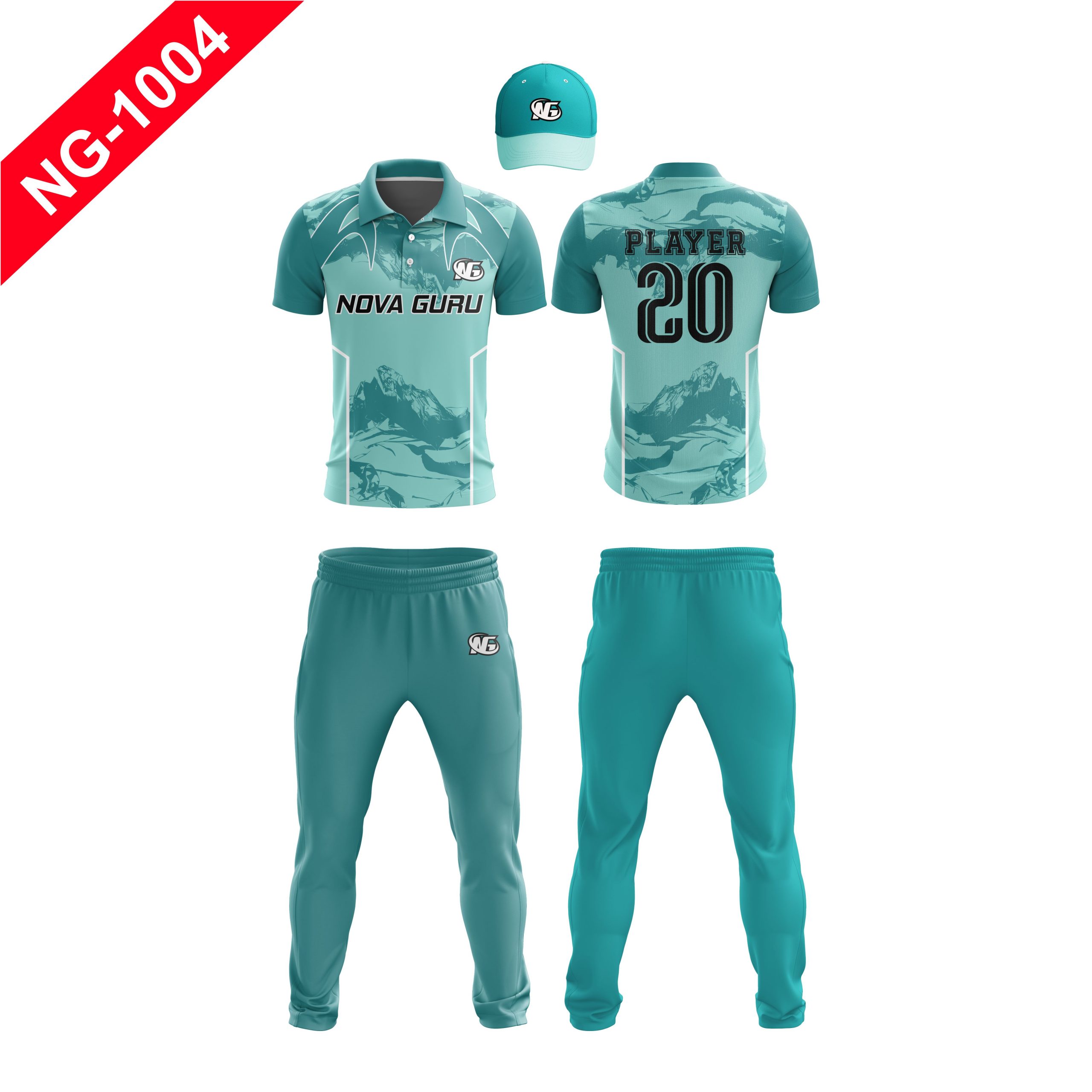 Nova Guru custom cricket uniform manufacturer front and back view