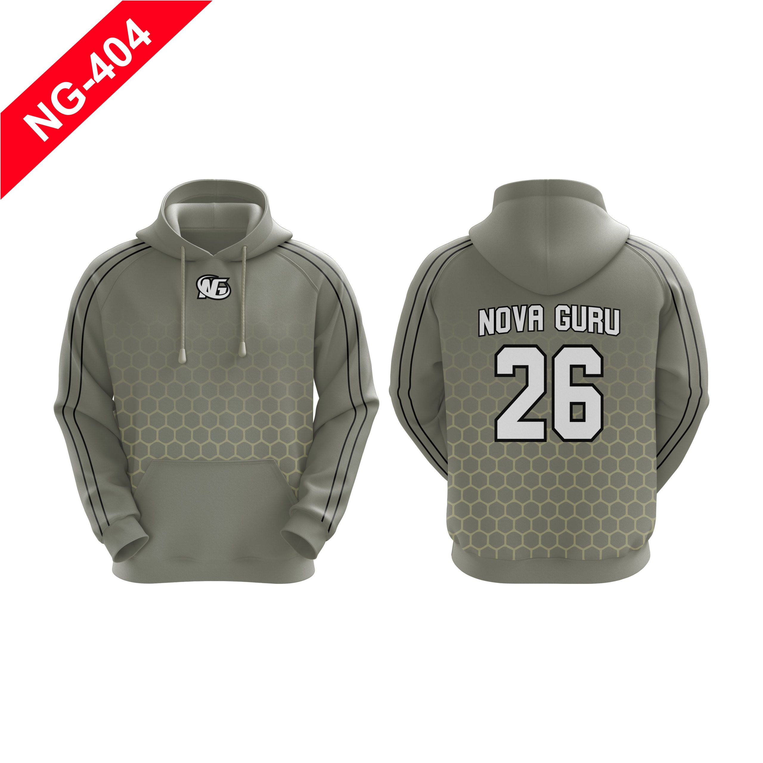 Nova Guru custom pullover hoodie front and back view