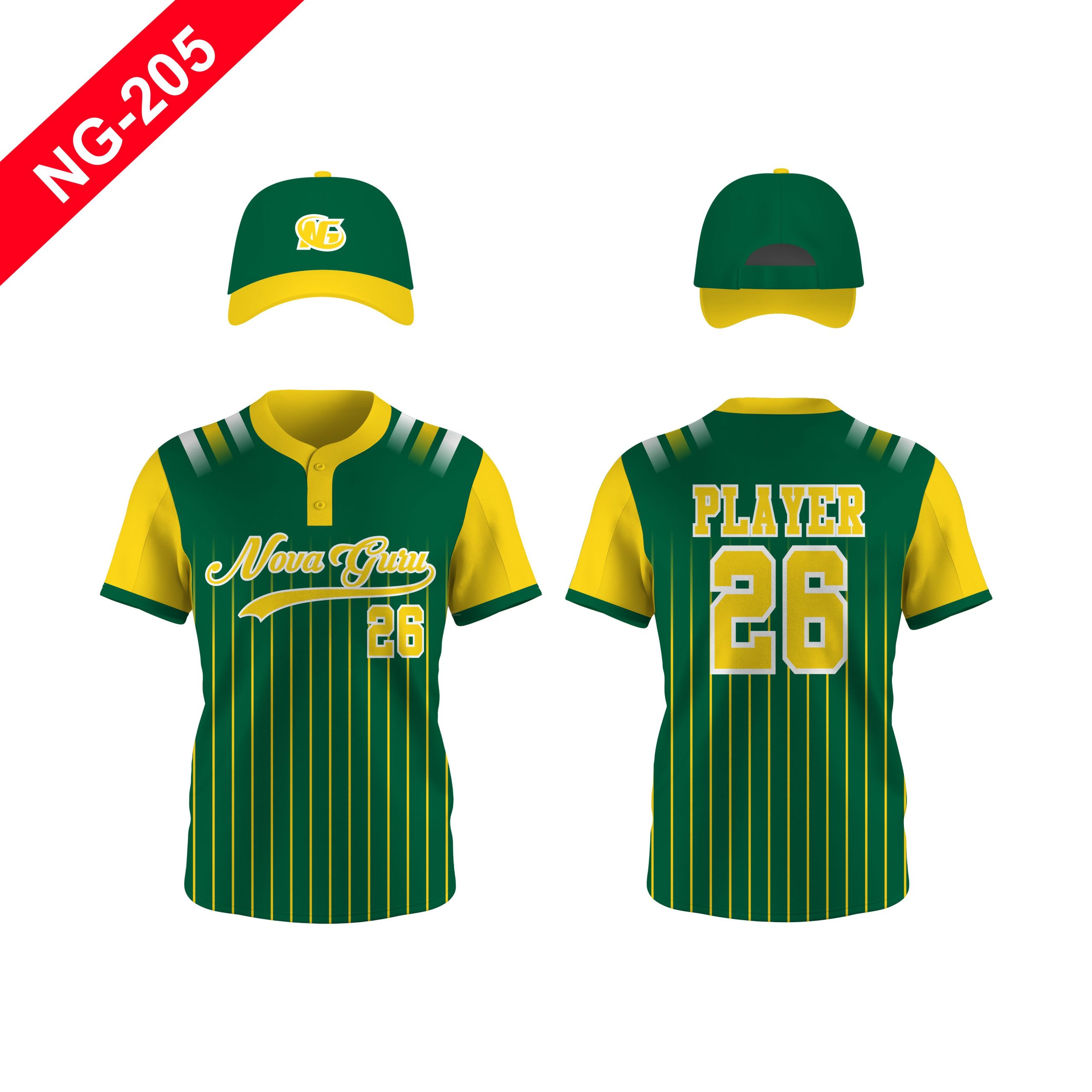 Nova Guru custom baseball uniform manufacturer front and back view