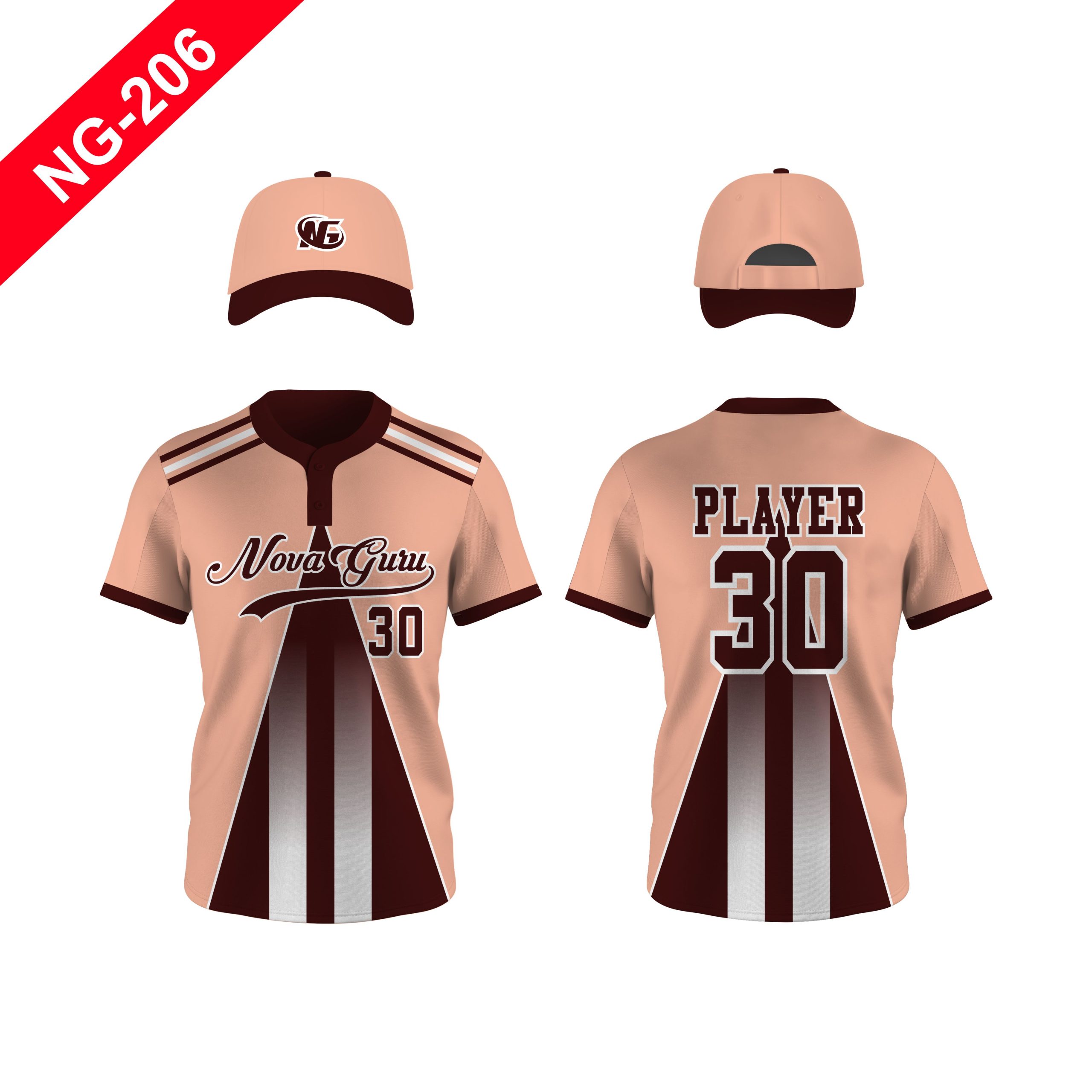 Nova Guru custom baseball uniform manufacturer front and back view