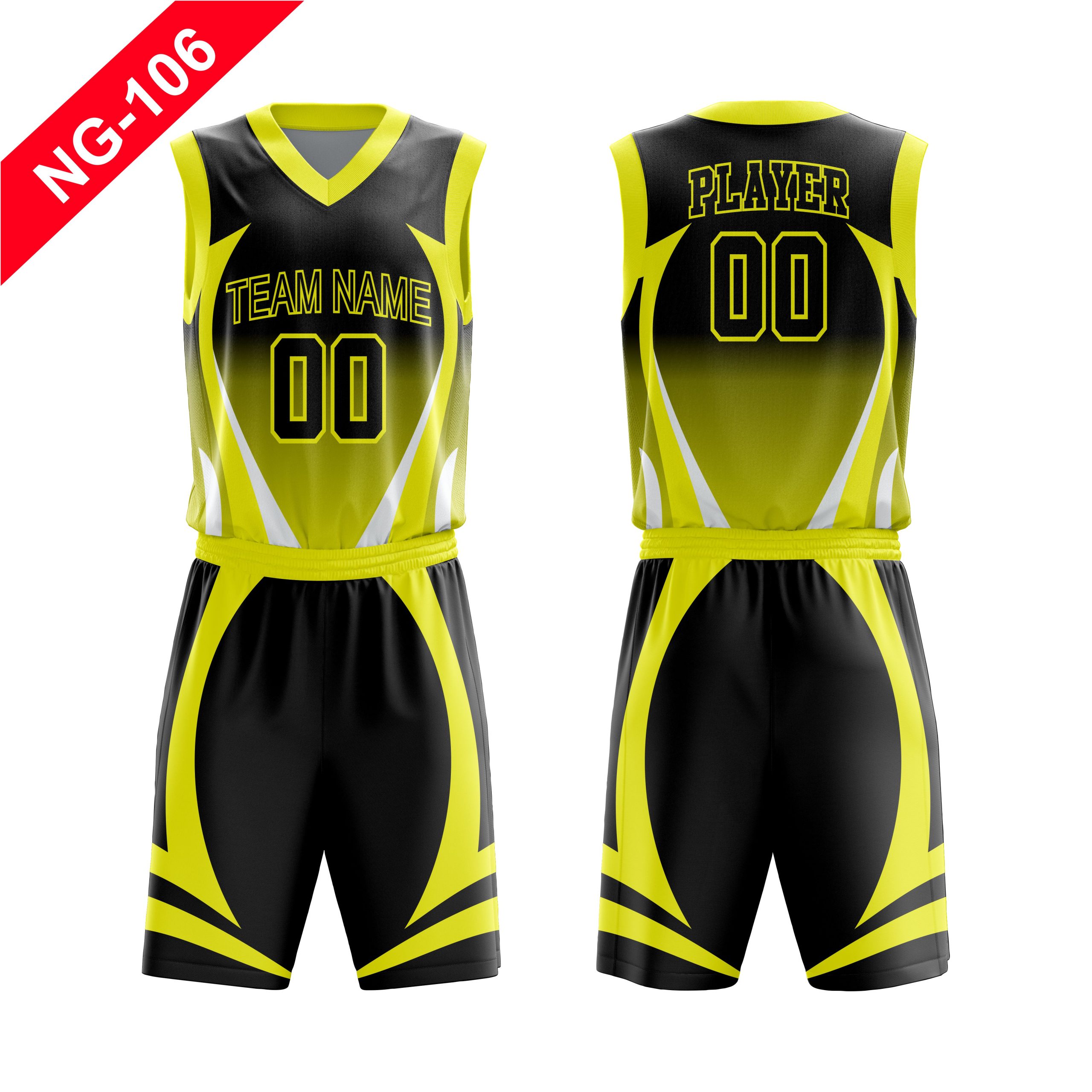 Nova Guru custom basketball jersey and shorts front and back