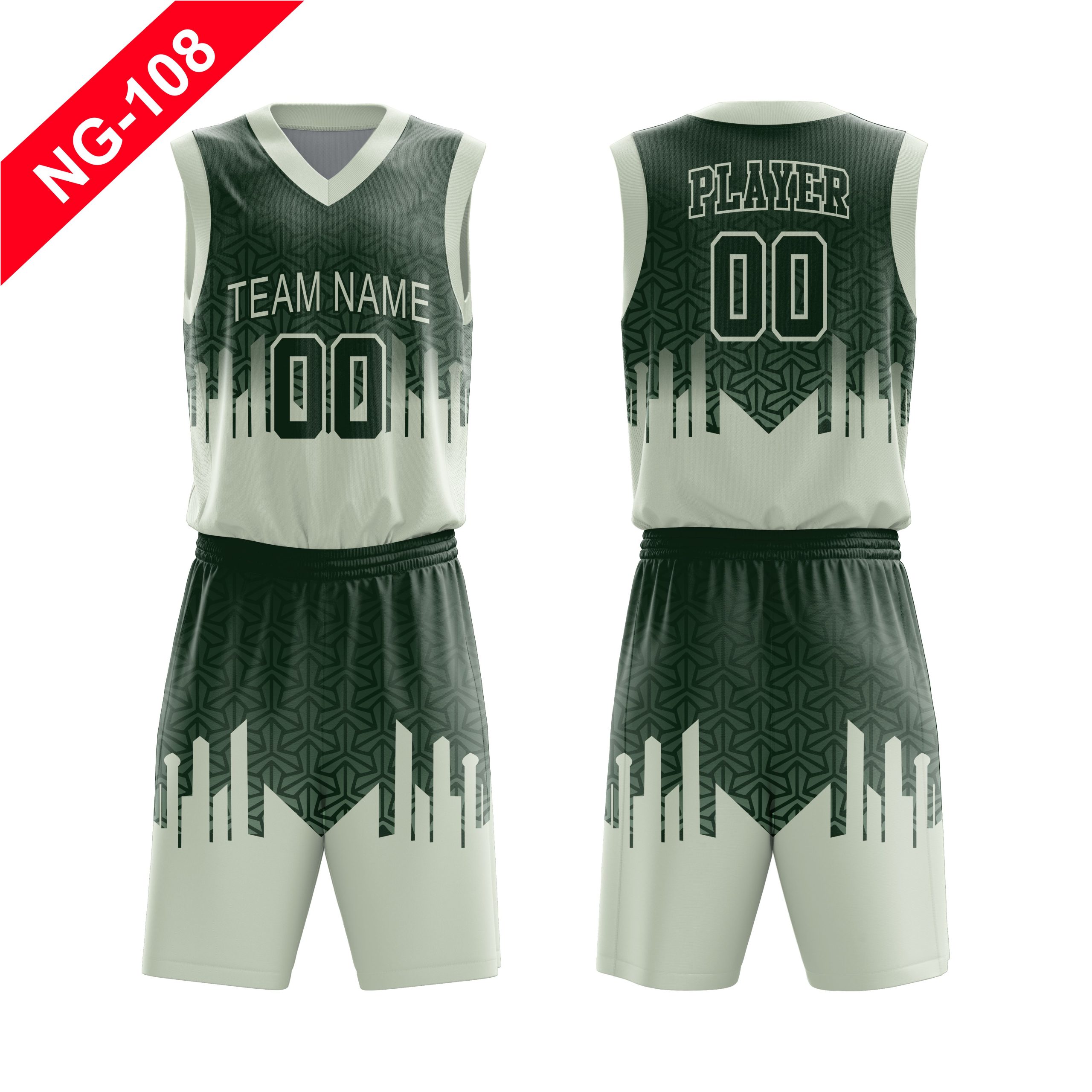 Nova Guru custom basketball jersey and shorts front and back