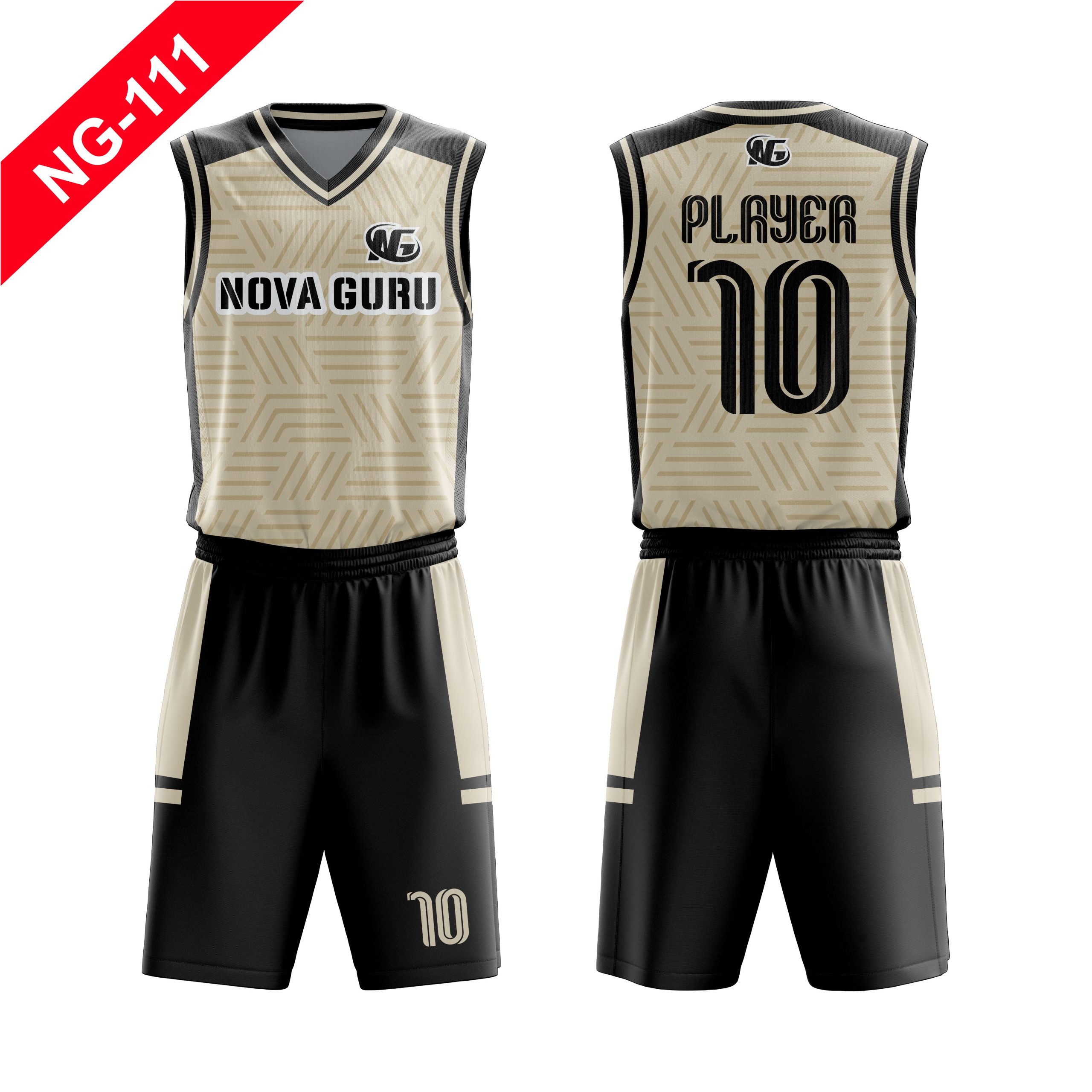 Nova Guru custom basketball jersey and shorts front and back