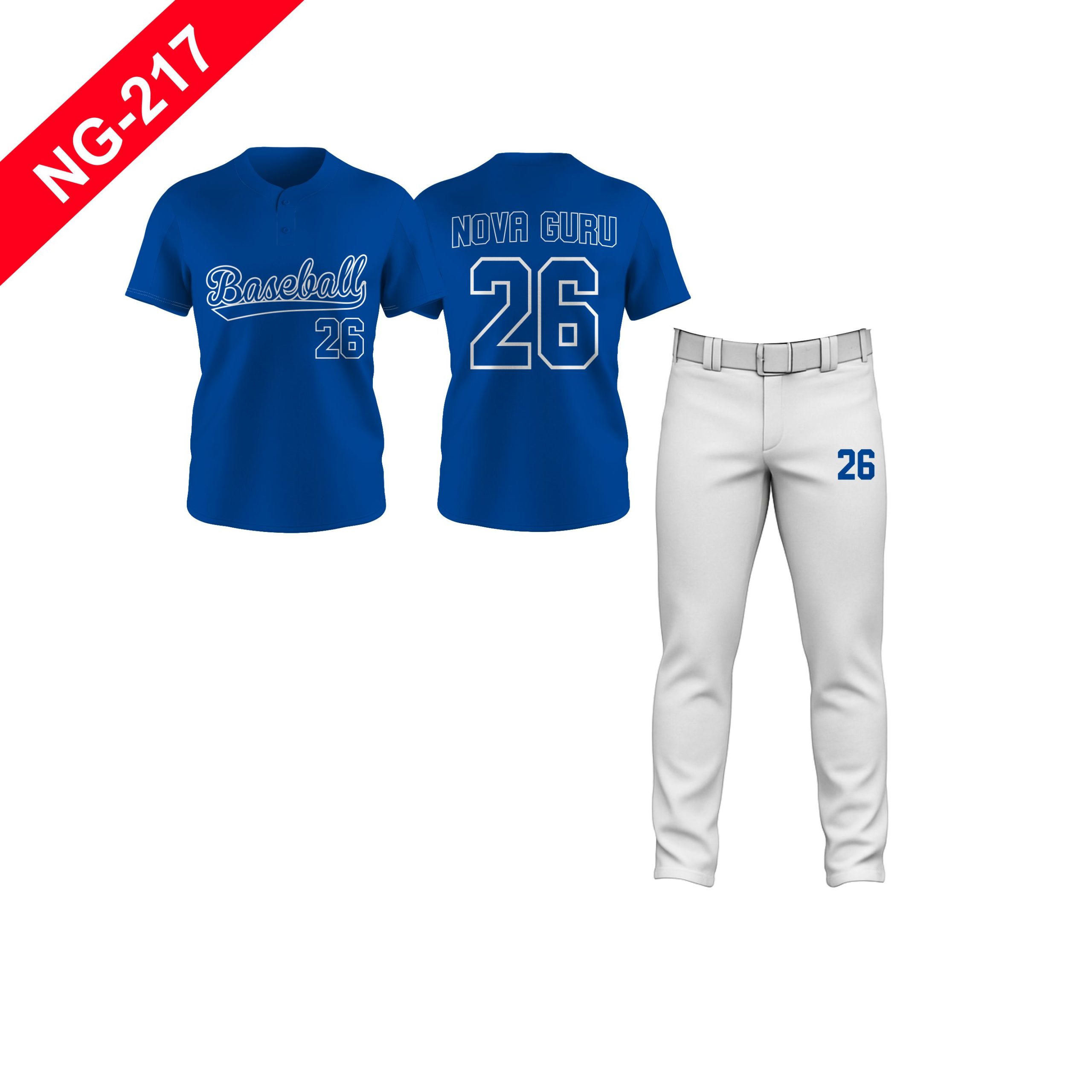 Nova Guru custom baseball uniform manufacturer front and back view